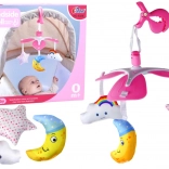 Rosa Clip für Babybett mit himmlischem Mobile für Kinder