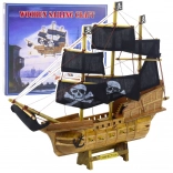 Dekoratives Sammlerstück eines Piratenschiffmodells mit schwarzen Segeln 33x29cm