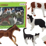 Set mit 5 Bauernhoftier-Figuren: Pferd, Kuh, Katze, Gans, Hund