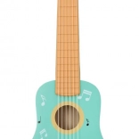 Holzgitarre für Kinder mit Tiermotiven, türkis