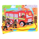 Holzpuzzle Feuerwehr 9 Teile Bigjigs Toys