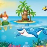 Holzpuzzle ART PUZZLE Huhn im Urlaub 50 Teile