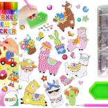 DIY-Set mit Aufklebern Lama mit Diamantkunst