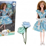 Puppe Emily Frühling mit langen Haaren in blauem Blumen­kleid