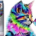 Diamantmalerei Kätzchen mit Schmetterling 30 × 40 cm