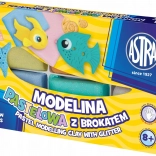 Thermo-härtende Modelliermasse ASTRA, 6 Pastellfarben mit Glitzer