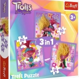 Trefl Puzzle Trolle 3-in-1 – Lernt die Trolle kennen (20, 36 und 50 Teile)