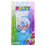 Party-Kerze Zahl 5 mit Punkten
