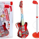 Elektrische Kinder-Gitarre mit Stativ und Mikrofon – rot