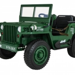 Retro Militär-Kinderauto für 3 Kinder grüner Jeep Willys 4x4