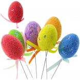 Ostereier zum Einstecken mit Schleifchen, bunte Set 6 Stück
