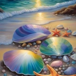 Diamantmalerei Muschel und Seestern 30x40cm