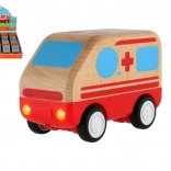 Holzkrankenwagen mit Schwungrad 11cm für Kinder ab 18 Monaten