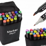 Set aus 24 beidseitigen Alkoholfasermalern mit Etui