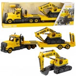 Montagefähige Sattelzugmaschine mit Auflieger und Kettenbagger – DIY-Bauset mit Licht und Sound