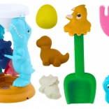 Dinosaurier-Sandset mit Sandmühle, Schaufel, Harke und Förmchen