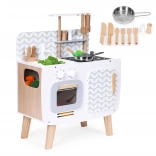 Retro-Kinderküche aus Holz mit Ofen, Kochplatten und Spüle ECOTOYS