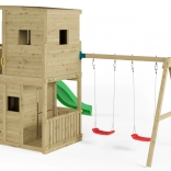 Holz-Garten-Kinderspielplatz FUNGOO Lofter mit zwei Schaukeln