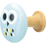 Holzwandhaken für Kinder Eule und Rhomben