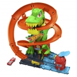 Hot Wheels City Gedrehte Strecke Feuerwehrstation mit T‑Rex
