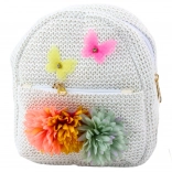 Kinder-Rucksack mit Stickerei von Schmetterlingen und Blumen beige