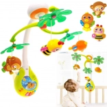 Interaktives farbiges Musik-Mobile fürs Kinderbett mit Musik und Tierchen