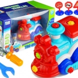 Zug zum Zerlegen mit Werkzeugen und Figuren