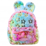 Kinder Plüschrucksack mit Ohren und goldenen Sternchen, Bunt 24 cm