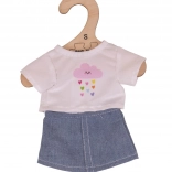 Bigjigs Toys weißes T‑Shirt mit Jeansrock für Puppe 28 cm