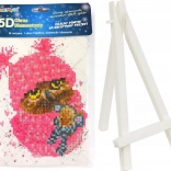 Diamantmalerei Eule in Rosa 15 × 20 cm mit Ständer