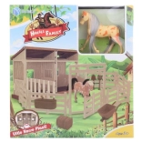 Faltbare Pferdestall-Spielset aus Kunststoff mit Figur