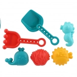 Plastik-Sandspielset für Kinder mit Schaufel, Harke und Förmchen im Netz