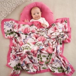 Bambus-Musselin-Decke Magnolia Lovebirds 106x106 cm