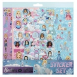 Winterliche Mädchensammelaufkleber – Set aus glatten und 3D-Aufklebern