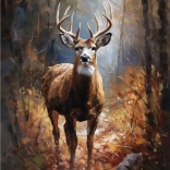 Diamantmalerei Hirsch im Wald 30 × 40 cm