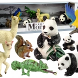 Set mit Tierfiguren – Papagei und Pandas