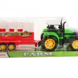 Traktor mit Schwungrad und Pferdeanhänger