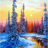 Diamantmalerei - Fluss im Winter 30x40 cm