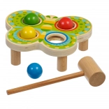 Holz-Klopfspiel Schmetterling mit 4 bunten Kugeln
