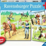 Ravensburger Puzzle Ein Tag bei den Pferden 3×49 Teile