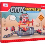 Feuerwehr-Garage mit weichem Auto – zweistöckiges Parkhaus für Kinder