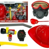 Feuerwehr-Set für Kinder – Helm, Maske, Axt, Brecheisen und Zubehör, rot