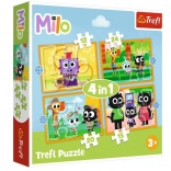 Puzzle 4-in-1 Lerne Milo und seine Freunde kennen