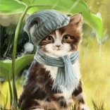 Diamant-Malerei Kätzchen mit Mütze und Schal