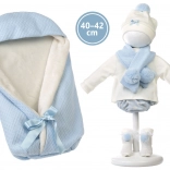Llorens Outfit für Puppen New Born 40–42 cm, 5-teiliges Set mit Schnellwickeldecke