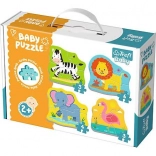Baby-Puzzle Tiere auf Safari 4-in-1 (3–6 Teile) TREFL