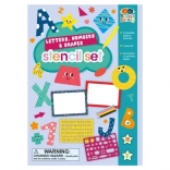 Schablonen für Buchstaben, Zahlen und Formen mit Buntstift-Set