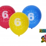 Luftballons 30 cm mit Zahl 6 – Set 5 Stk.