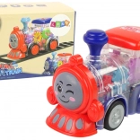 Fröhliche Lokomotive für Kinder LED-Lichter Reibungsantrieb