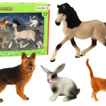 Set von Figuren von Haustieren - Pferd, Hund, Kaninchen, Katze, 4 Stück
